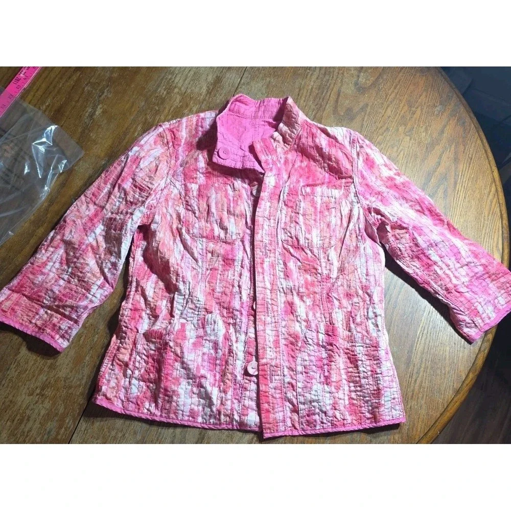 Quilted Reversible Kimono Jacket Women Pink Boho Embroidered‎ See Measurements